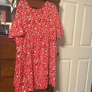 Gigio Vibrant Red Abstract Print Babydoll Dress